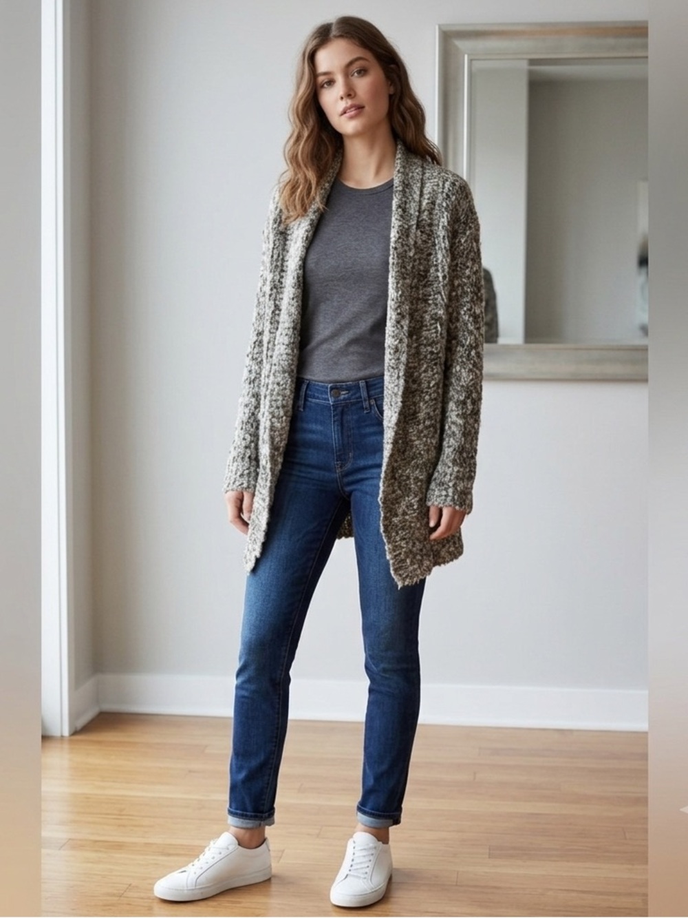 Thyme Wool Blend Open Knit Cardigan Size XXL.